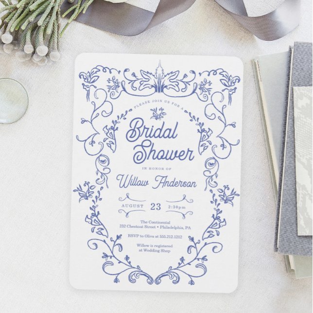 Something Blue Victorian Bridal Shower Invitation (Creator Uploaded)