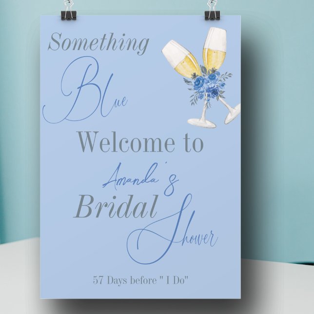 Something Blue Watercolor Floral Bridal Shower Poster (Creator Uploaded)