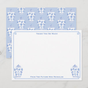 Something Blue Watercolor Ginger Jar Bridal Shower Thank You Card