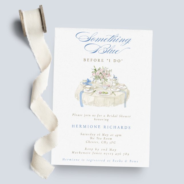 Something Blue Watercolor Tea Party Bridal Shower Invitation (Creator Uploaded)