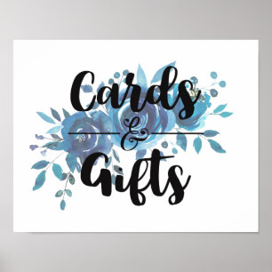 Something Blue Watercolor Wedding Cards & Gifts Poster