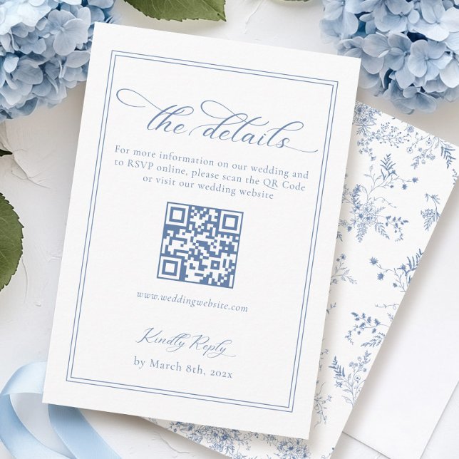 Something Blue Wedding Details Qr Code Enclosure Card (Creator Uploaded)