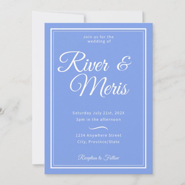 Something Blue Wedding Invitation (Front)