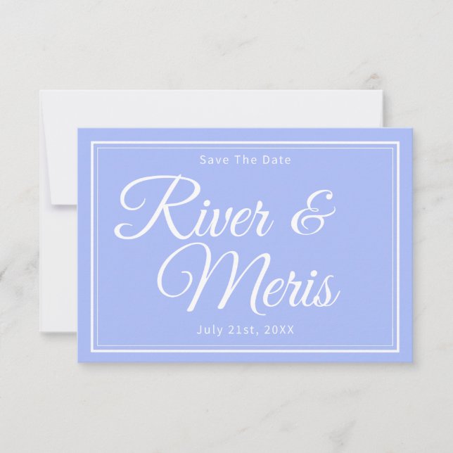 Something Blue Wedding Save The Date Card (Front)