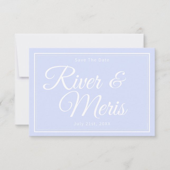 Something Blue Wedding Save The Date Card (Front)