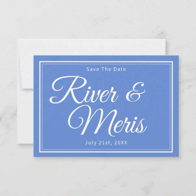 Something Blue Wedding Save The Date Card (Front)