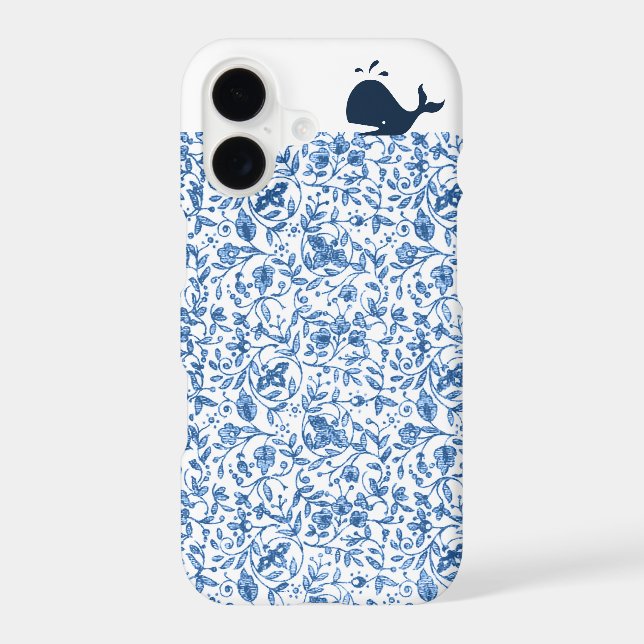 Something Blue Whale Vintage Floral Pattern Doodle (Back)