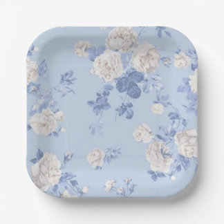 Something Blue Wildflower Bouquet Bridal Shower  Paper Plate