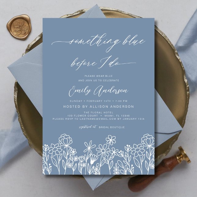 Something Blue Wildflower Bridal Shower Invitation (Creator Uploaded)
