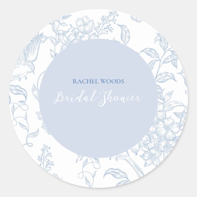 Something Blue Wildflower Bridal Shower Invitation Classic Round Sticker (Front)