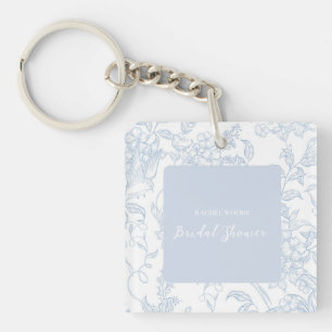 Something Blue Wildflower Bridal Shower Invitation Keychain