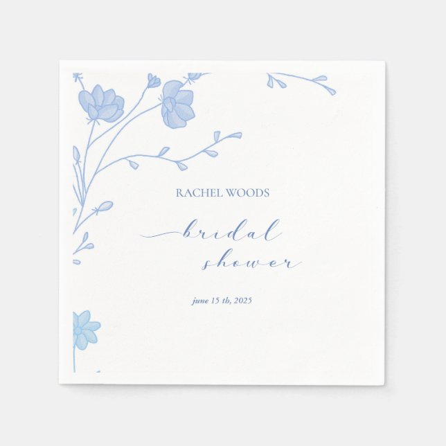 Something Blue Wildflower Bridal Shower Invitation Napkin (Front)