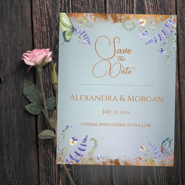 Something Blue Wildflower Save The Date Postcard (Creator Uploaded)