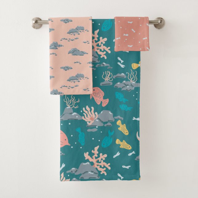 Something Fishy Kids Bath Towel Set (Insitu)