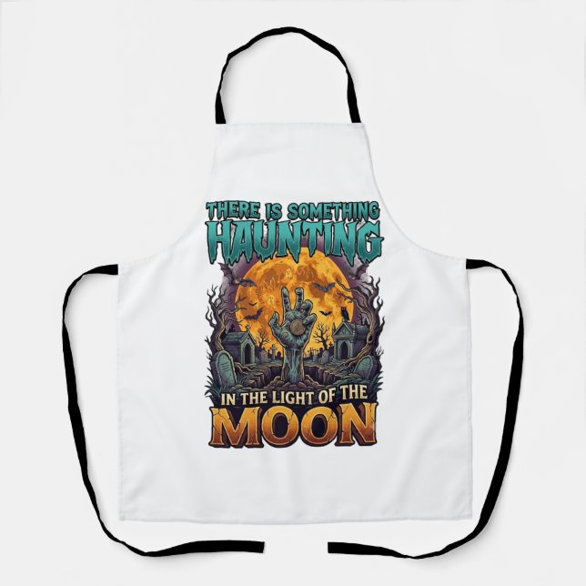 Something Haunting Moon Halloween Zombie Hand Grav Apron (Front)
