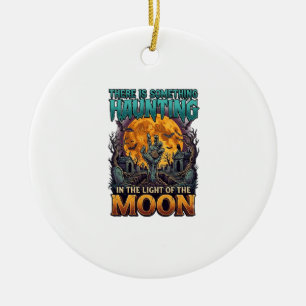 Something Haunting Moon Halloween Zombie Hand Grav Ceramic Ornament