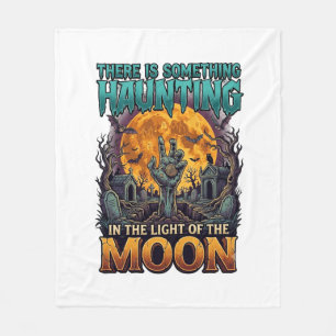 Something Haunting Moon Halloween Zombie Hand Grav Fleece Blanket