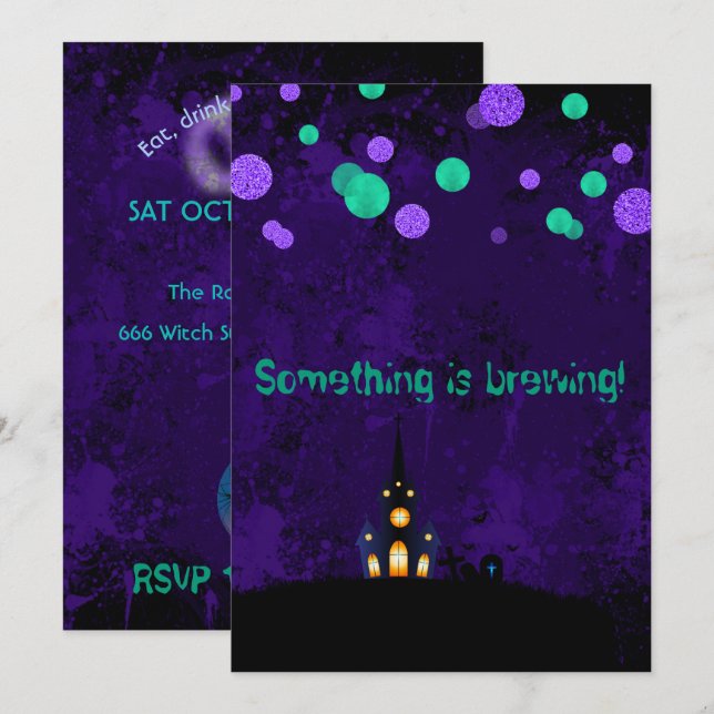 Something is Brewing Halloween Party Invitation (Front/Back)