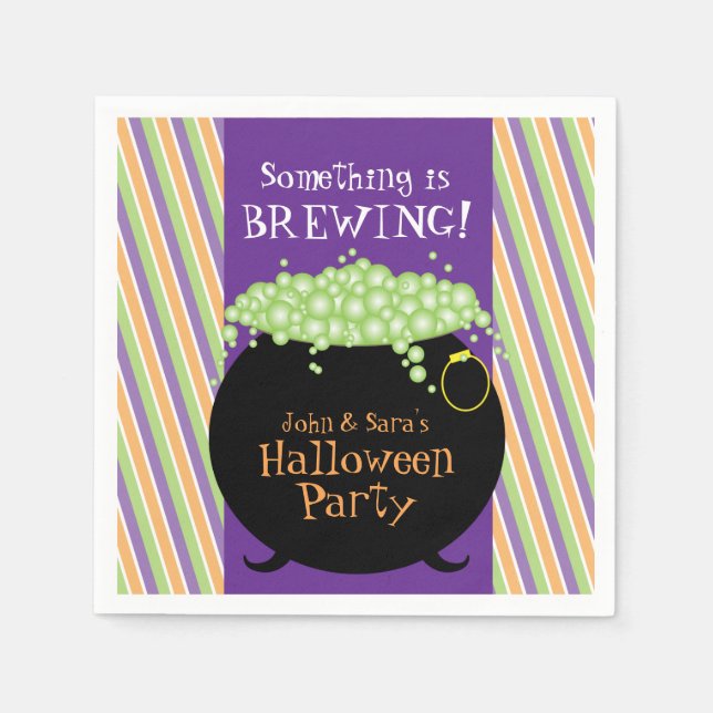 Something is Brewing, Personalized Halloween Party Napkin (Front)