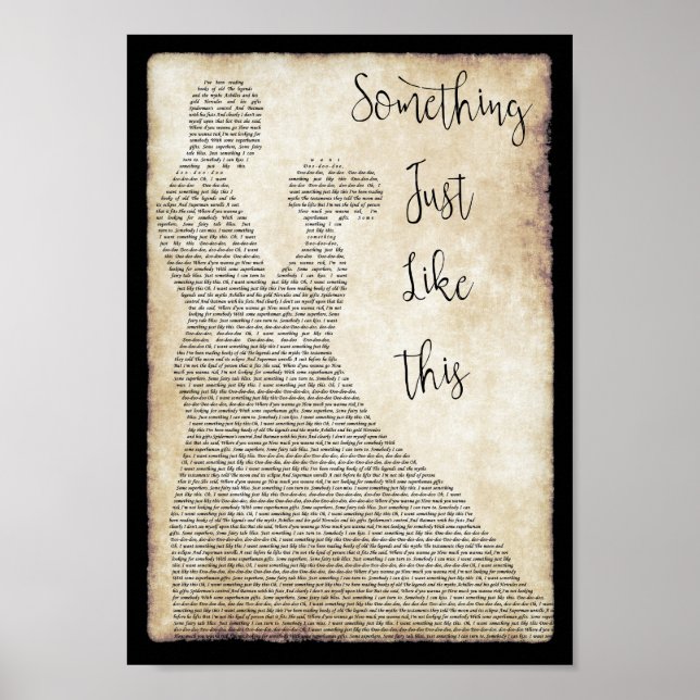 Something Just Like This Dancing Song Lyric Print (Front)