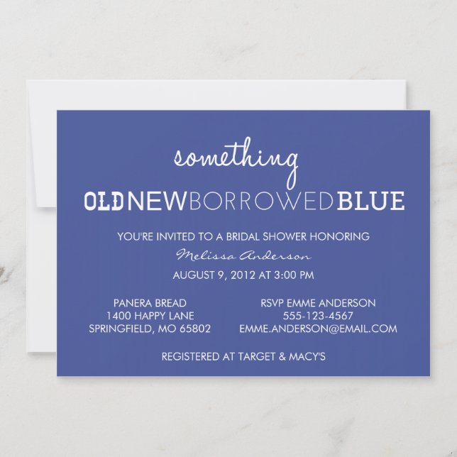 Something Old, New, Borrowed, Blue Bridal Shower I Invitation (Front)