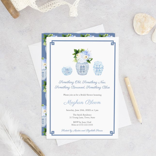 Something Old New Borrowed Blue Bridal Shower Invitation (Creator Uploaded)