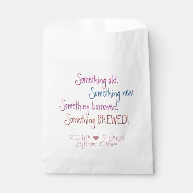 Something Old New Borrowed Brewed Wedding Favour Bag (Front)