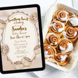 Something Sweet, Cinnamon Roll Baby Shower Invitation