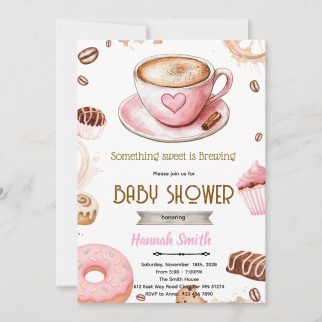 Something sweet is brewing girl shower invite (Front)