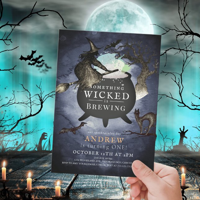 Something Wicked Brewing Halloween NT 1st Birthday Invitation (Creator Uploaded)