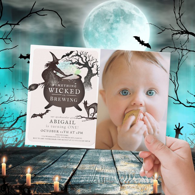 Something Wicked Brewing Halloween Pk 1st Birthday Invitation (Creator Uploaded)