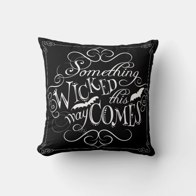 Something Wicked Chalkboard Halloween Pillow (Front)