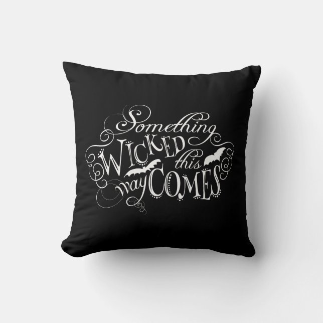 Something Wicked Chalkboard Halloween Pillow (Front)
