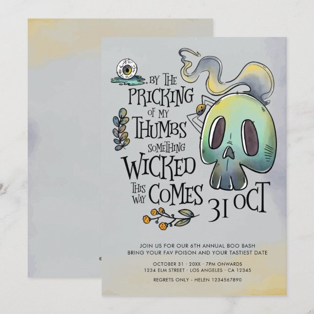 Something Wicked Halloween Party Flat Invitation (Front/Back)