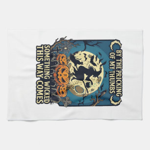 Something Wicked Way Comes Witch Halloween Pumpkin Kitchen Towel