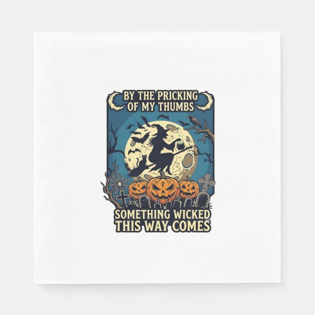 Something Wicked Way Comes Witch Halloween Pumpkin Napkin (Front)
