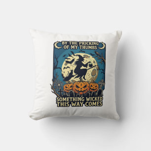 Something Wicked Way Comes Witch Halloween Pumpkin Throw Pillow