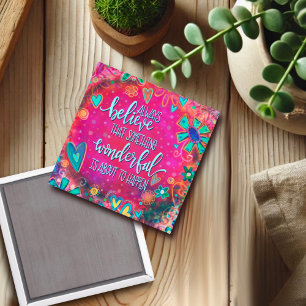 Something Wonderful Pink Hearts Floral Inspirivity Magnet