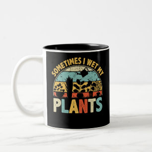 Sometimes I Wet My Plants Funny Gardening Two-Tone Coffee Mug