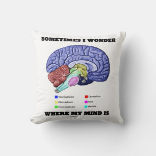 Sometimes I Wonder Where My Mind Is Brain Humour Throw Pillow