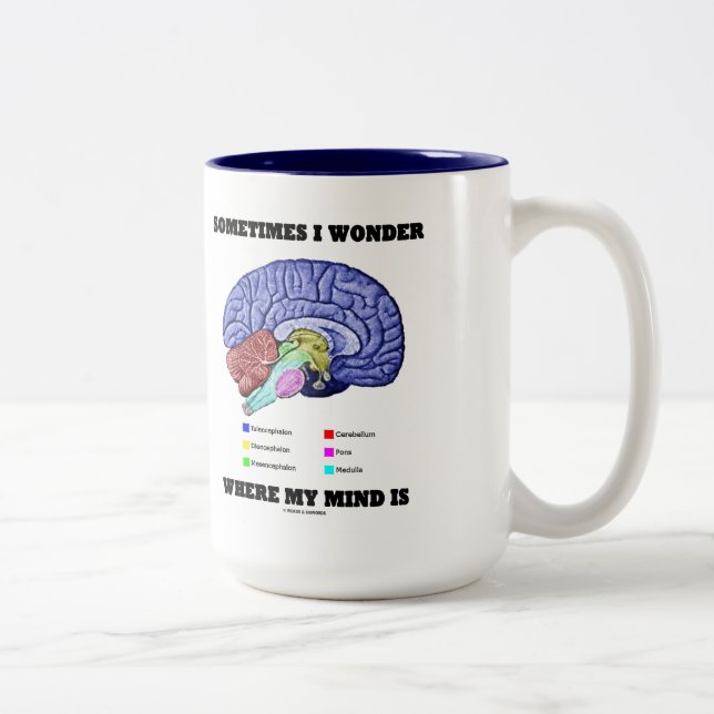 Sometimes I Wonder Where My Mind Is Brain Humour Two-Tone Coffee Mug (Right)