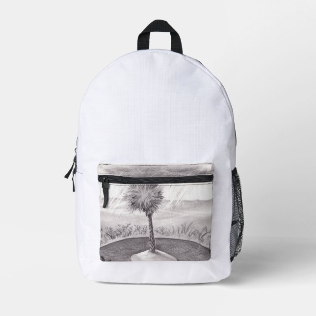 Sometimes it Rains When You Want it To  Drawing of Printed Backpack (Front)