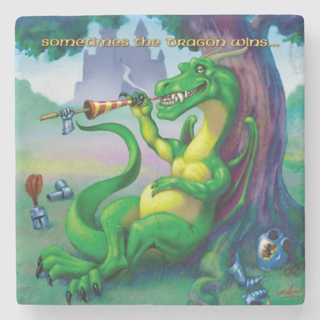 Sometimes the Dragon Wins Stone Coaster (Front)