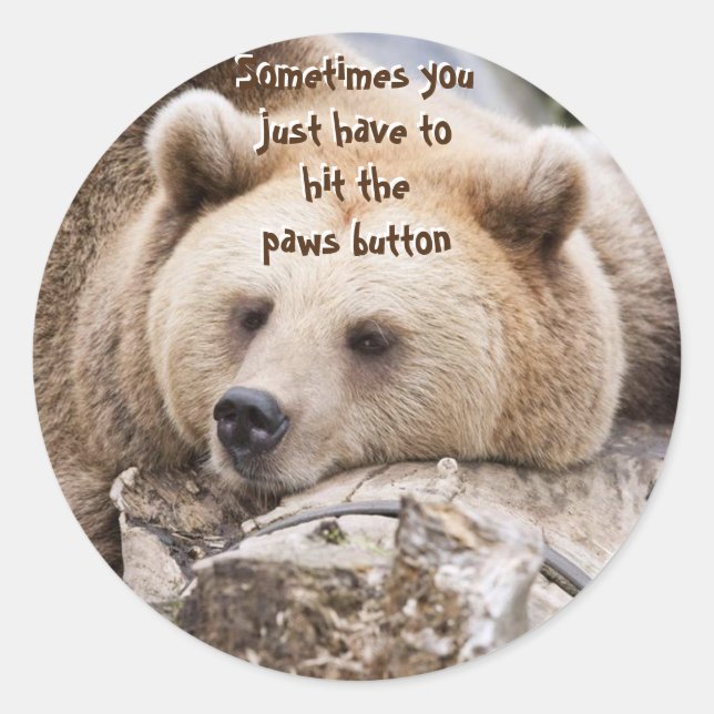 "Sometimes you  just have to hit the paws button" Classic Round Sticker (Front)