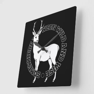 Somewhere Between Wild And Wise Deer Line Art Square Wall Clock