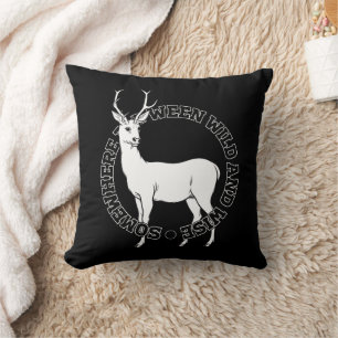Somewhere Between Wild And Wise Deer Line Art Throw Pillow
