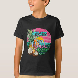 Somewhere On A Beach Pineapple Funny Beach Summer  T-Shirt