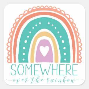 Somewhere Over The Rainbow Modern Chic Colourful  Square Sticker