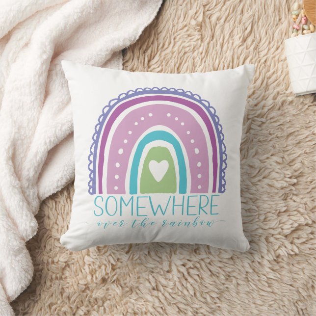 Somewhere Over The Rainbow Modern Chic Colourful  Throw Pillow (Blanket)