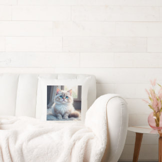“Sommeil de chat douillet – Coussin décoratif avec